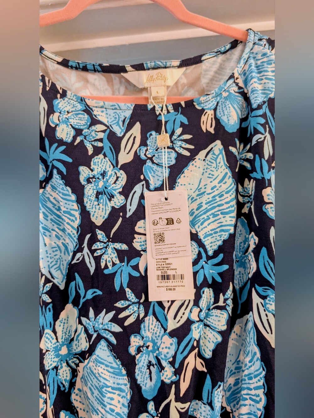 Lilly Pulitzer Large NWT Zahra Dress Low tide Navy SeaShell 🐚 Splendor - Picture 3 of 3